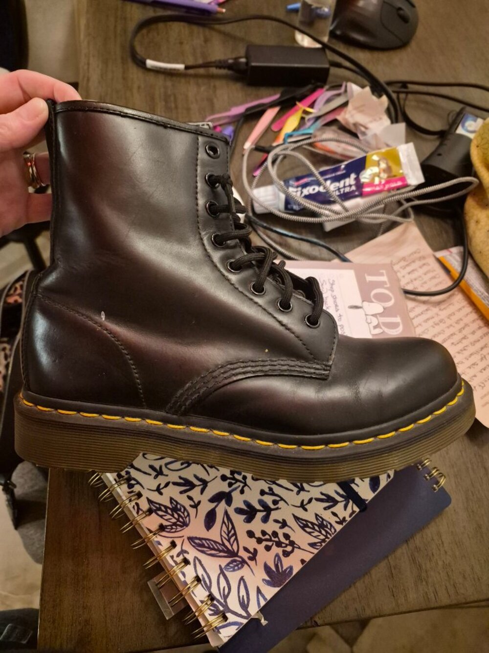 Dr. Martens 1460 Black Leather Lace Up Boots Womens 8